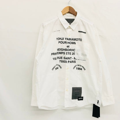 【中古美品】【メンズ】 NEIGHBORHOOD ネイバーフッド × YOHJI YAMAMOTO 242BEYYN-SHM01S ヨウジヤマモト プリント シャツ 長袖 トップス 140-250518-hn-01-fur サイズ：M カラー：ホワイト 万代Net店