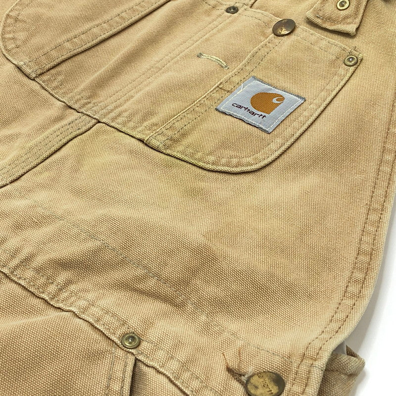 【ジャンク品】【メンズ】 Carhartt カーハート ダック地 オーバーオール ボトムス オールインワン ワークパンツ ワークウェア 古着 145-250818-rs-05-fur サイズ：不明 カラー：ベージュ 万代Net店