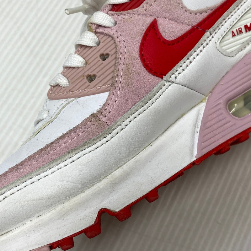 【中古品】【レディース】 NIKE ナイキ DD8029-100 WOMEN'S AIR MAX 90 VALENTINE'S DAY ウィメンズ エア マックス 90 スニーカー バレンタインデー 靴 166-261018-kh-11-izu サイズ：23.5 カラー：WHITE/UNIVERSITY RED-TULIP PINK-WHITE 万代Net店