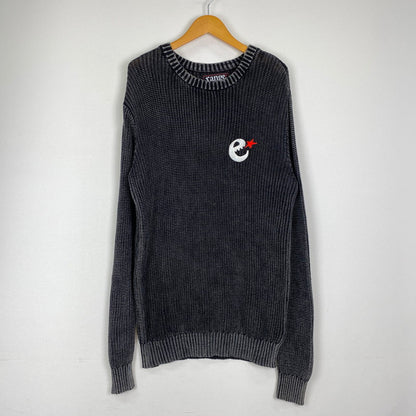 【現状渡し品】【メンズ】 Language ランゲージ RG STONE WASHED COTTON KNIT CREW ストーンウォッシュ コットン ニット クルー 長袖 トップス セーター 142-251125-yo-07-tei サイズ：XL カラー：ブラック 万代Net店