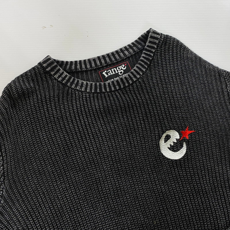 【現状渡し品】【メンズ】 Language ランゲージ RG STONE WASHED COTTON KNIT CREW ストーンウォッシュ コットン ニット クルー 長袖 トップス セーター 142-251125-yo-07-tei サイズ：XL カラー：ブラック 万代Net店