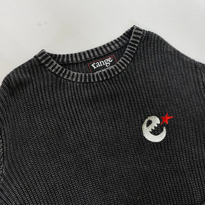 【現状渡し品】【メンズ】 Language ランゲージ RG STONE WASHED COTTON KNIT CREW ストーンウォッシュ コットン ニット クルー 長袖 トップス セーター 142-251125-yo-07-tei サイズ：XL カラー：ブラック 万代Net店