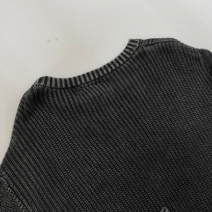 【現状渡し品】【メンズ】 Language ランゲージ RG STONE WASHED COTTON KNIT CREW ストーンウォッシュ コットン ニット クルー 長袖 トップス セーター 142-251125-yo-07-tei サイズ：XL カラー：ブラック 万代Net店