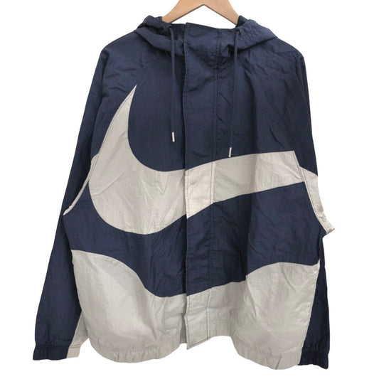 【現状渡し品】【メンズ】 NIKE ナイキ Swoosh Contrastings Large Logo Hooded Woven Jacket DD5968-437 スウッシュ ウーブン ラインド ジャケット 148-260203-rs-10-fur サイズ：XXL カラー：ネイビー/グレー系 万代Net店
