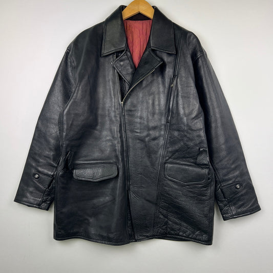 【現状渡し品】【メンズ】 UNKNOWN LEATHER RIDERES COAT レザー ライダースコート アウター レザージャケット 147-260816-kk-02-hon サイズ：表記なし 下記参照 カラー：ブラック 万代Net店