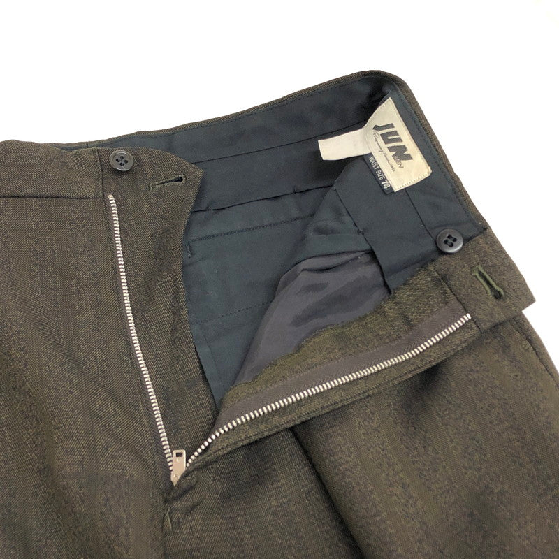 【中古品】【メンズ】 JUN MEN ジュンメン CELINO MODEL SLACKS スラックス パンツ ボトムス 古着 ヴィンテージ 157-260430-rs-09-fur サイズ：74 カラー：オリーブ系 万代Net店
