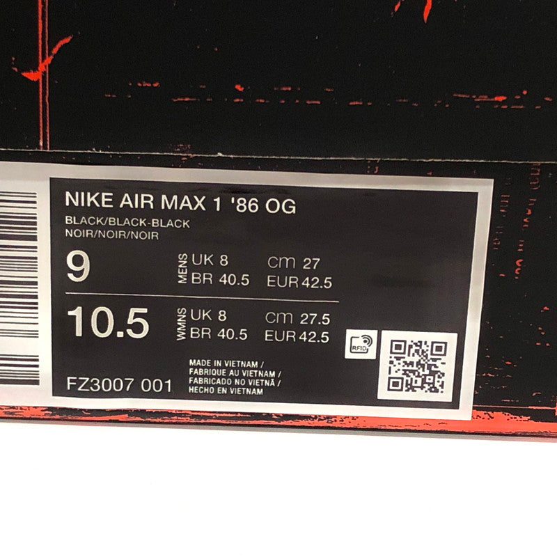 【現状渡し品】【メンズ】 NIKE ナイキ AIR MAX 1 '86 OG FZ3007-001 エア マックス スニーカー シューズ 靴 160-260205-rs-01-fur サイズ：27.0cm US9 カラー：ブラック 万代Net店