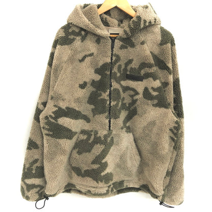 【現状渡し品】【メンズ】 ESSENTIALS エッセンシャルズ Polar Fleece Half Zip Hoodie Camo ハーフジップ プルオーバー フリースパーカー ジャケット 迷彩 142-251125-rs-04-fur サイズ：M カラー：カーキ系・カモフラージュ 万代Net店
