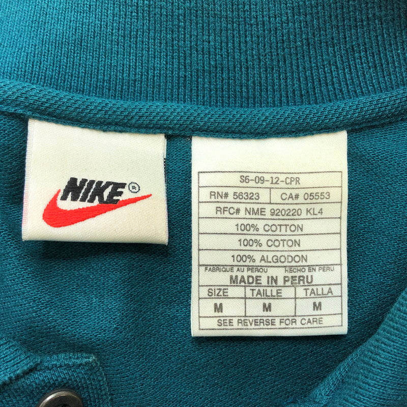 【中古品】【メンズ】 NIKE ナイキ 90S S/S LOGO POLOSHIRT 半袖 ポロシャツ トップス ペルー製 古着 ヴィンテージ 146-260501-rs-05-fur サイズ：M カラー：ブルーグリーン系 万代Net店