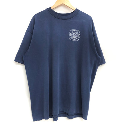 【現状渡し品】【メンズ】 Hanes ヘインズ 80S FIRE DEPT. S/S TEE プリント Tシャツ 半袖 トップス 古着 ヴィンテージ 146-260501-rs-07-fur サイズ：XXL(50-52) カラー：ネイビー 万代Net店