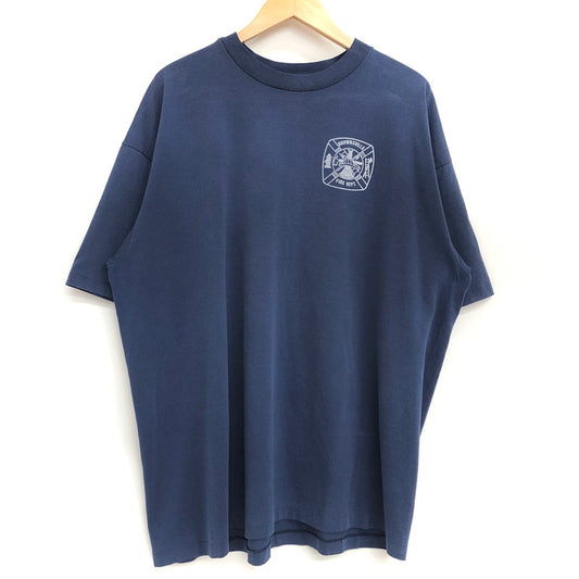 【現状渡し品】【メンズ】 Hanes ヘインズ 80S FIRE DEPT. S/S TEE プリント Tシャツ 半袖 トップス 古着 ヴィンテージ 146-260501-rs-07-fur サイズ：XXL(50-52) カラー：ネイビー 万代Net店