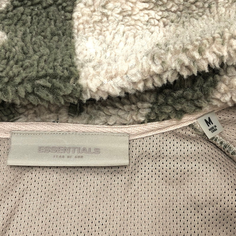 【現状渡し品】【メンズ】 ESSENTIALS エッセンシャルズ Polar Fleece Half Zip Hoodie Camo ハーフジップ プルオーバー フリースパーカー ジャケット 迷彩 142-251125-rs-04-fur サイズ：M カラー：カーキ系・カモフラージュ 万代Net店