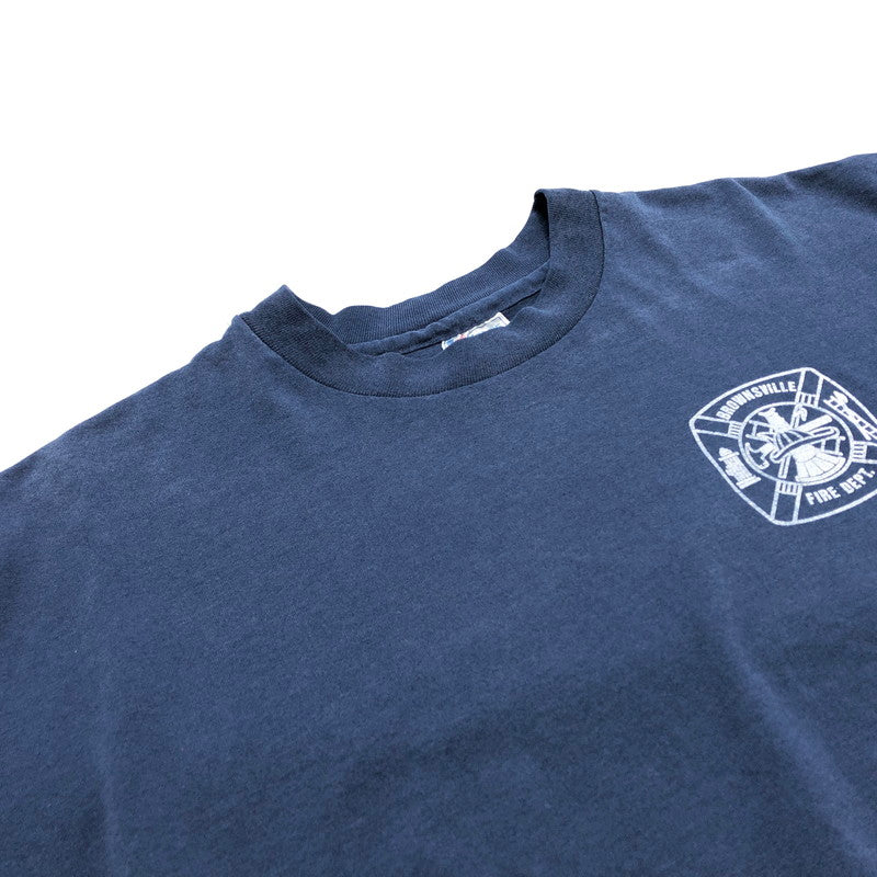 【現状渡し品】【メンズ】 Hanes ヘインズ 80S FIRE DEPT. S/S TEE プリント Tシャツ 半袖 トップス 古着 ヴィンテージ 146-260501-rs-07-fur サイズ：XXL(50-52) カラー：ネイビー 万代Net店