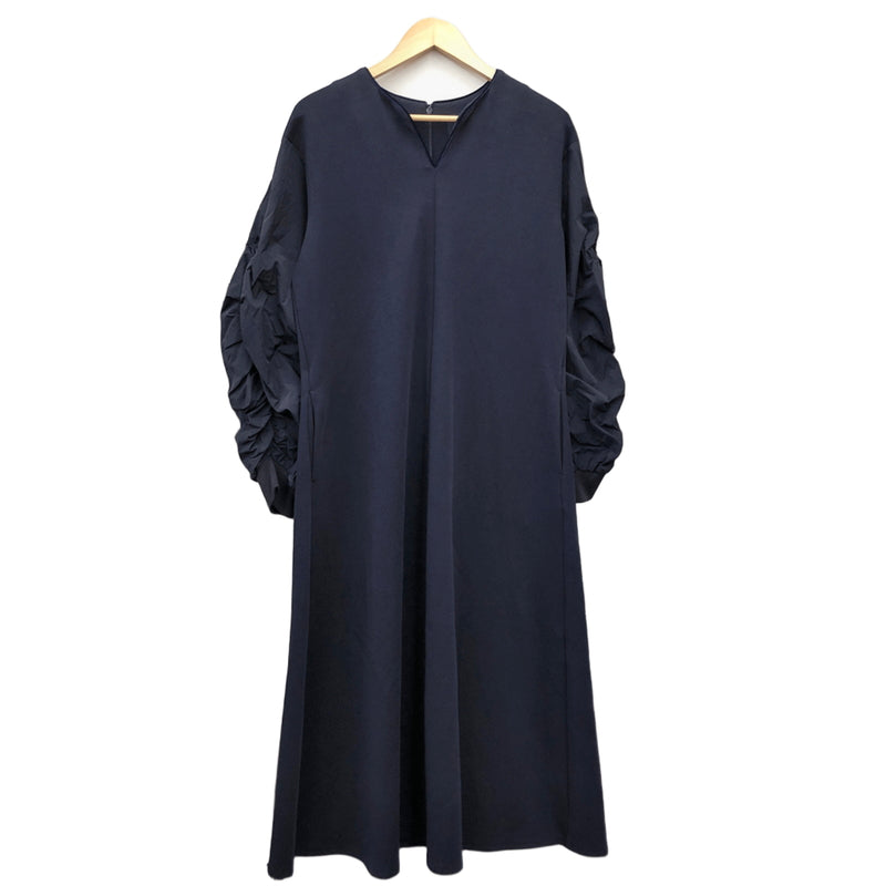 【中古品】【レディース】 Vin ヴァン ST-498 VIN NAVY ギャザースリーブボンディングワンピース スカート 168-260721-rs-06-fur サイズ：9号 カラー：ネイビー 万代Net店
