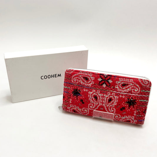 【中古品】【メンズ/レディース】 COOHEM コーヘン KNIT TWEED LIFE WALLET 41-170-010 ニットツウィード ウォレット 長財布 200-260721-rs-08-fur カラー：レッド 万代Net店