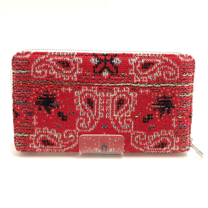 【中古品】【メンズ/レディース】 COOHEM コーヘン KNIT TWEED LIFE WALLET 41-170-010 ニットツウィード ウォレット 長財布 200-260721-rs-08-fur カラー：レッド 万代Net店