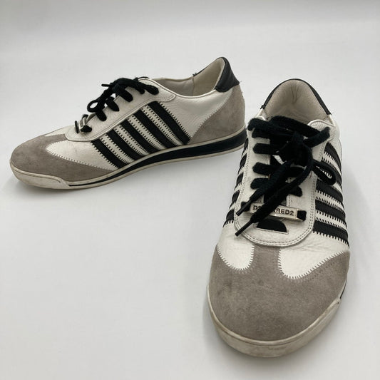 【現状渡し品】【メンズ】 DSQUARED2 ディースクエアード ニューランナーハイキング レザーコンビ ローカット シューズ DSQUARED2 NEW RUNNER HIKING イタリア製 163-241216-OR-03-iwa サイズ：43 カラー：ホワイト/ブラック/グレー系 万代Net店