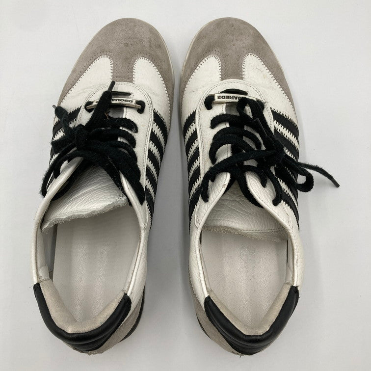 【現状渡し品】【メンズ】 DSQUARED2 ディースクエアード ニューランナーハイキング レザーコンビ ローカット シューズ DSQUARED2 NEW RUNNER HIKING イタリア製 163-241216-OR-03-iwa サイズ：43 カラー：ホワイト/ブラック/グレー系 万代Net店