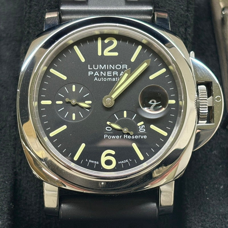 【中古品】【メンズ】 OFFICINE PANERAI オフィチーネパネライ PAM01090 T番 2017年製 ルミノール パワーリザーブ オートマティック アッチャイオ ウォッチ 腕時計 195-240602-ab-2-min カラー：シルバー/ブラック 万代Net店