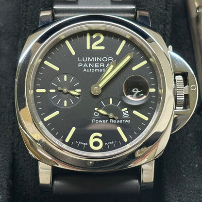 【中古品】【メンズ】 OFFICINE PANERAI オフィチーネパネライ PAM01090 T番 2017年製 ルミノール パワーリザーブ オートマティック アッチャイオ ウォッチ 腕時計 195-240602-ab-2-min カラー：シルバー/ブラック 万代Net店