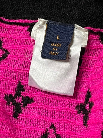 【中古美品】【メンズ/レディース】 LOUIS VUITTON ルイ・ヴィトン ハーフアンドハーフ モノグラム ニット カシミヤ セーター ピンク 183-250724-AA-13-ich サイズ：L カラー：ブラック・ピンク 万代Net店