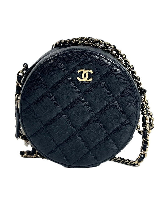 【中古美品】【レディース】 CHANEL シャネル 美品 ラウンド チェーンショルダーバッグ ポーチ キャビアスキン マトラッセ ゴールド金具 180-250521-SS-03-ich 万代Net店