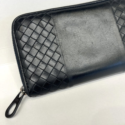 【中古品】【メンズ】 ボッテガヴェネタ 長財布 ラウンドファスナー イントレチャート ラムレザー ブラック 181-260614-SS-02-ich 万代Net店