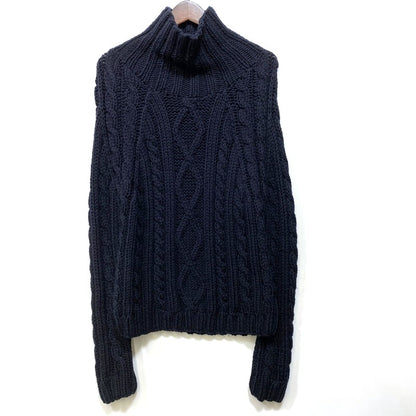 【中古品】【メンズ】 PRADA SPORT プラダ スポーツ TURTLE NECK WOOL CABLE KNIT タートル ネック ウール ケーブル ニット トップス 141-260906-kh-01-izu サイズ：50 カラー：ブラック 万代Net店