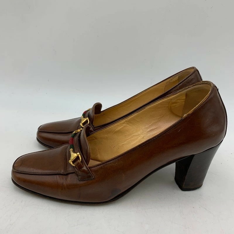 【中古品】【レディース】 GUCCI グッチ レザーパンプス 183-240201-mk-07-izu サイズ：35 1/2 カラー：ブラウン 万代Net店