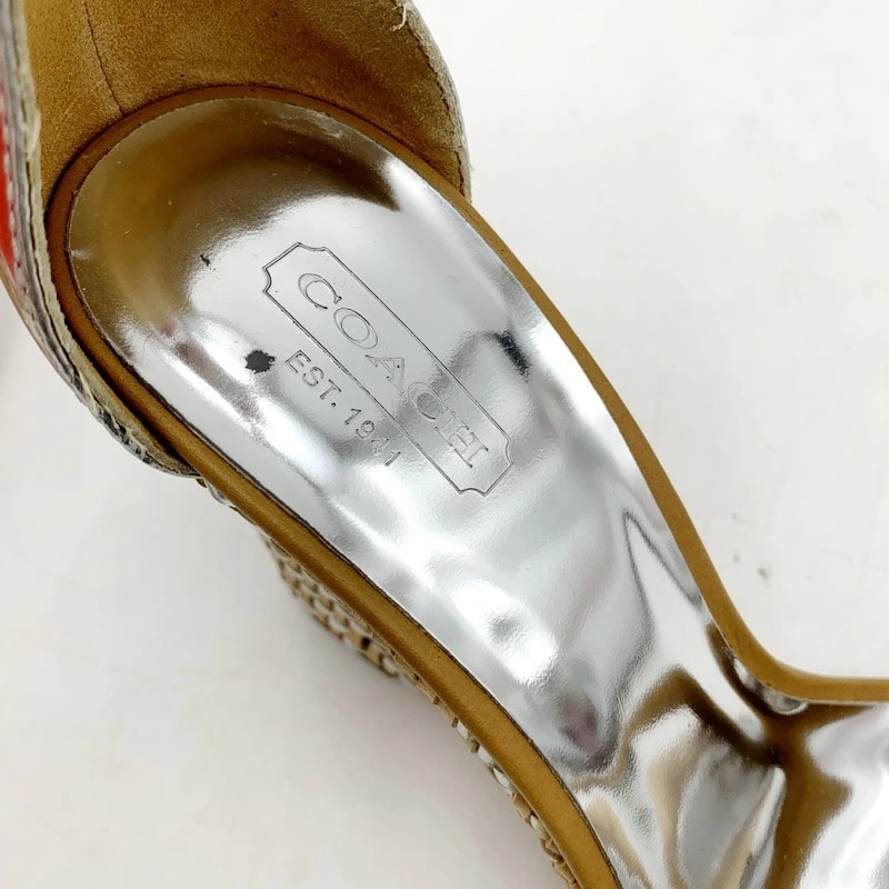 【中古品】【レディース】 COACH コーチ SHARRIN ITL MIRROR MET Q1904 サンダル シューズ 靴 183-230905-ay-18-izu サイズ：38 カラー：シルバー 万代Net店