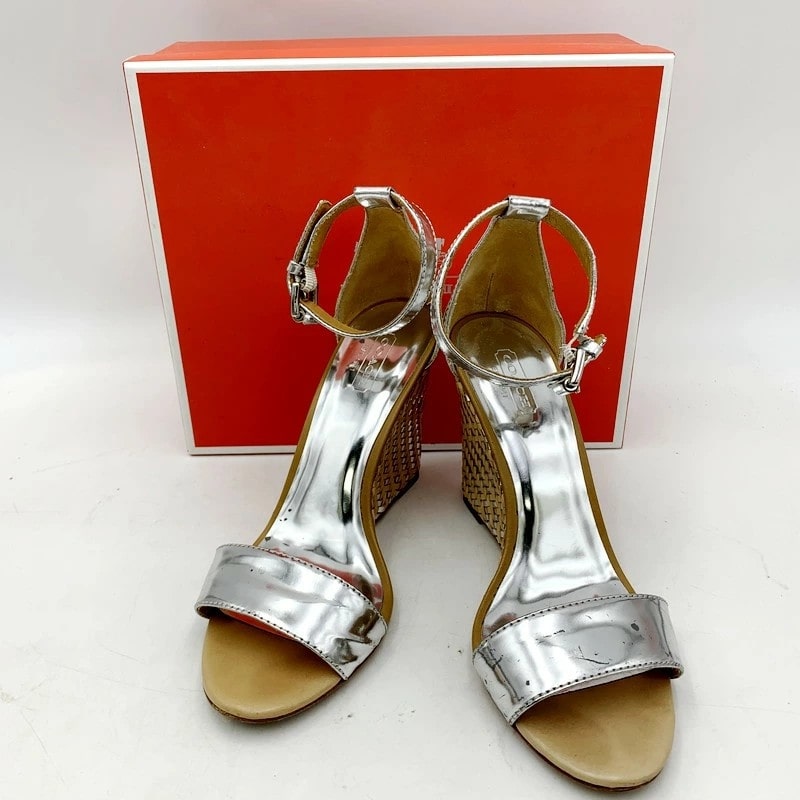 【中古品】【レディース】 COACH コーチ SHARRIN ITL MIRROR MET Q1904 サンダル シューズ 靴 183-230905-ay-18-izu サイズ：38 カラー：シルバー 万代Net店