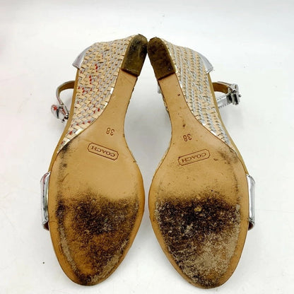 【中古品】【レディース】 COACH コーチ SHARRIN ITL MIRROR MET Q1904 サンダル シューズ 靴 183-230905-ay-18-izu サイズ：38 カラー：シルバー 万代Net店